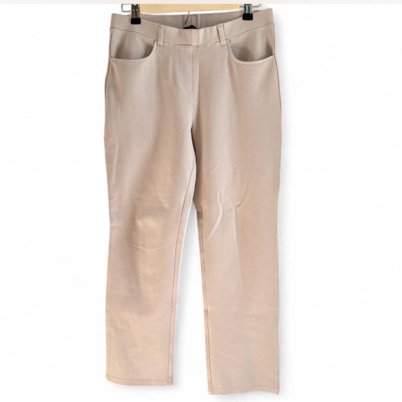 Quince Pants - Quince Ecru Ponte Pants - Straight Leg - Faux Pockets - M Regular